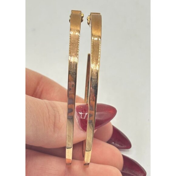 India Michs Gold-Tone Curved Oval Hoop Earrings - Picture 2 of 8